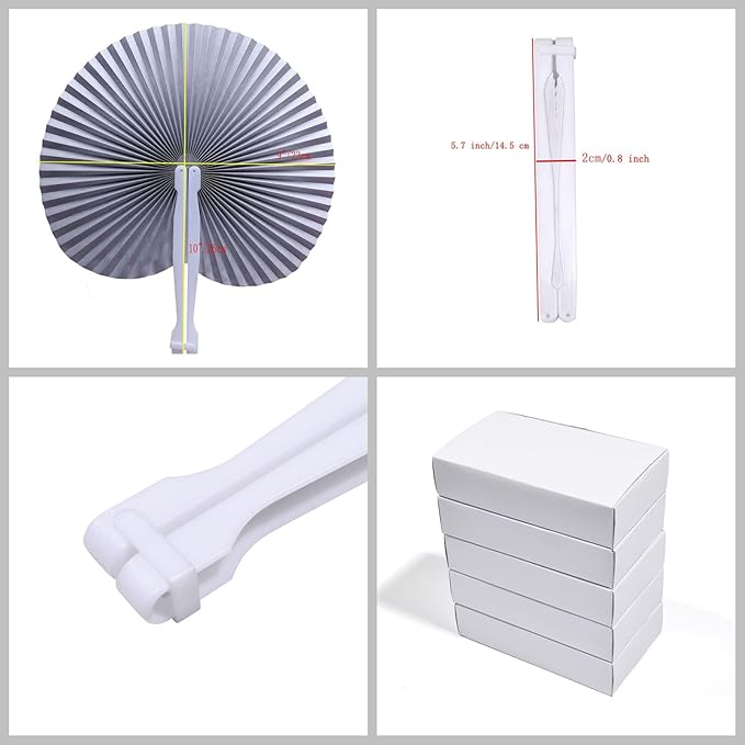 12 Packs Decorative Paper Folding Hand Fans Handheld - Image 2