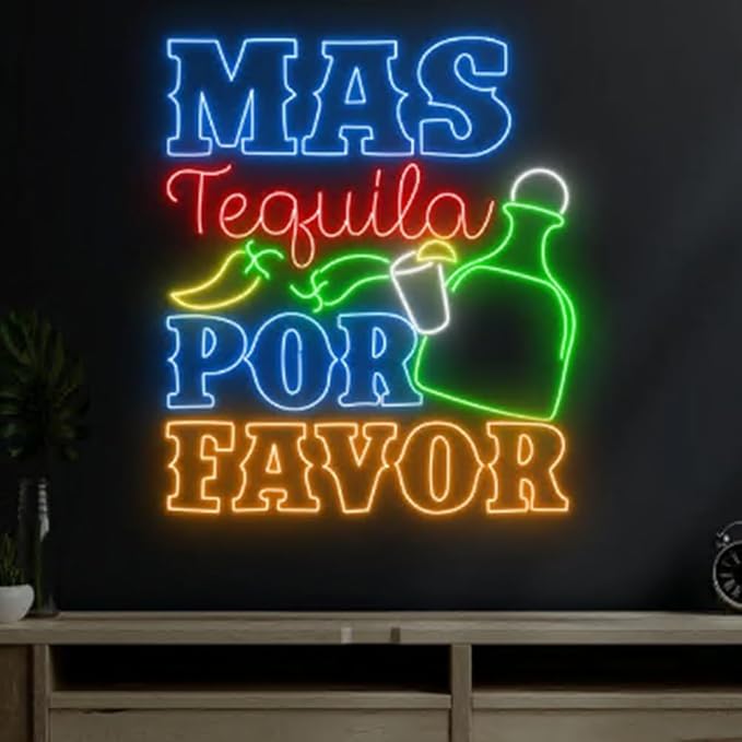 Mas Tequila Por Favor Neon Sign, Tequila Cocktail Led Light Signboard, Tequila - Image 5