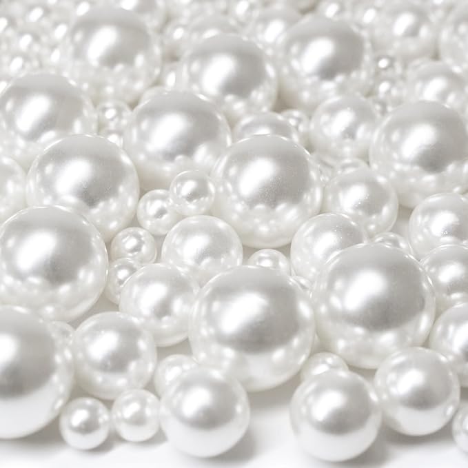 300Pcs Vase Filler White No Hole Faux Pearl Beads by ORIKASO