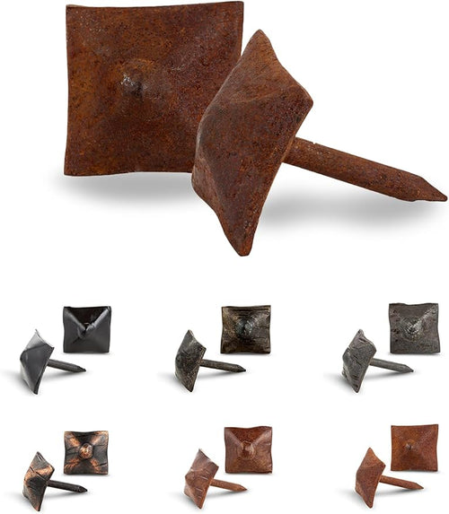 10 Pack 0.75" Square Head Iron Clavos Decorative Nails – Rusted – Handmade by BorderlandRusticHardware