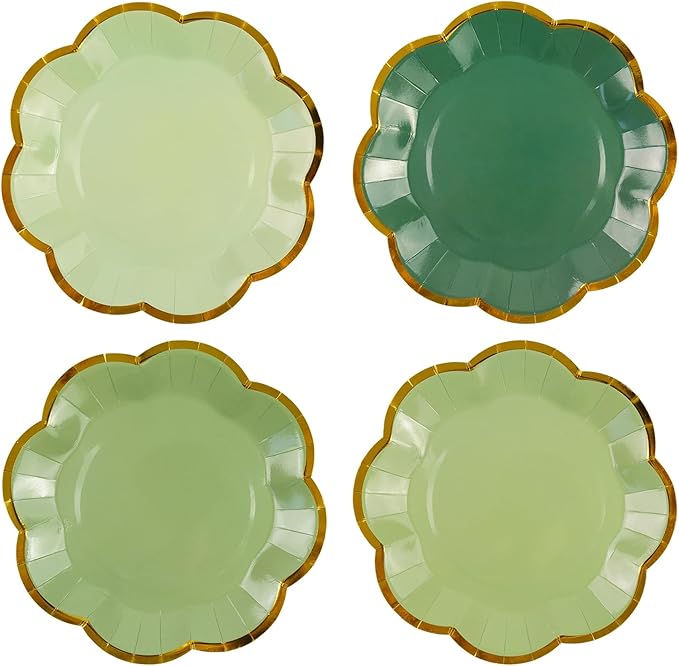 48Pcs Sage Green Scalloped Party Plates by PUEVENYI
