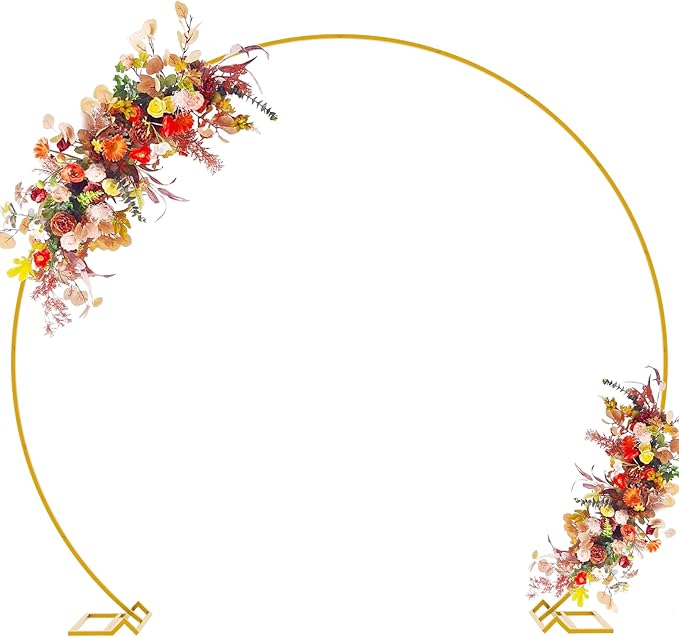 Asee'm 8.5FT Gold Wedding Arch Round Backdrop Stand Large Circle Metal Floral by Aseem