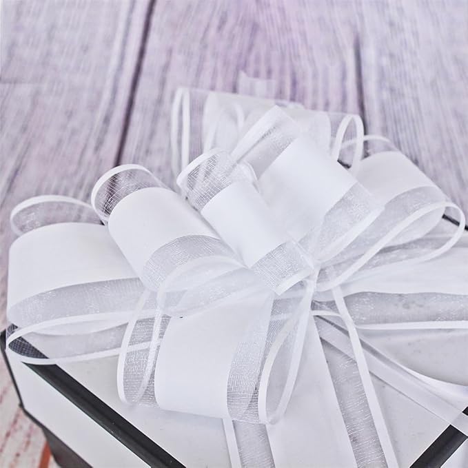 WEWILUCK White Gift Bow, Big White Pull Bows - Image 7