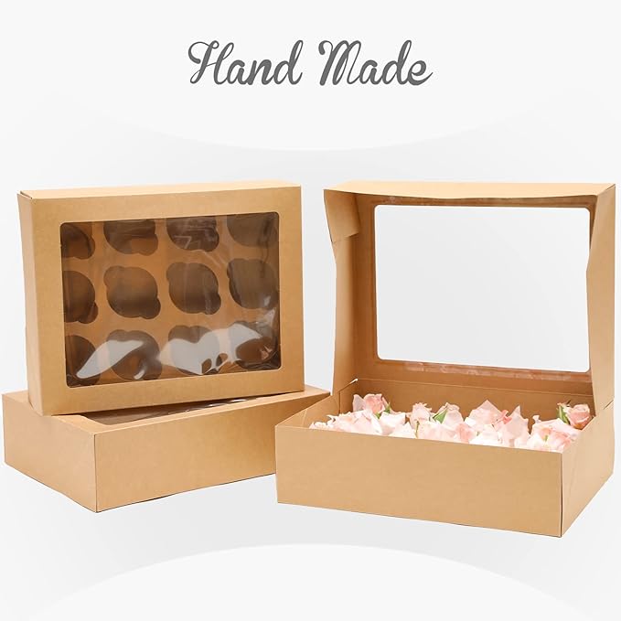 Bakepacker Auto-pop up 12 Cupcake Containers 6-Packs Brown Cupcakes Carrier - Image 3
