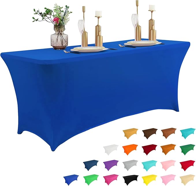 IVAPUPU 6FT Table Cloth for Rectangular Fitted Events Stretch Royal Blue Table by IVAPUPU