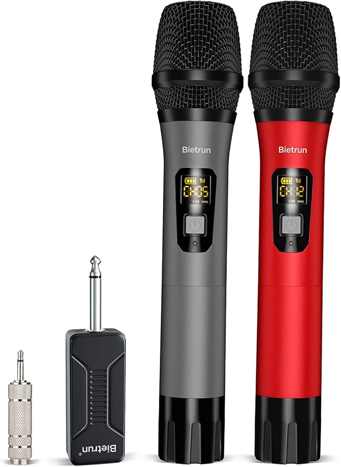 Bietrun Wireless Microphone, Professional UHF Metal Dual Handheld Cordless by Bietrun