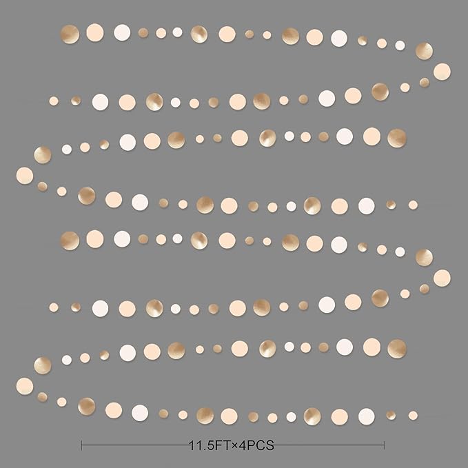 Champagne Gold Party Decorations Circle Dots Garland Gold Neutral Nude Neutral - Image 2