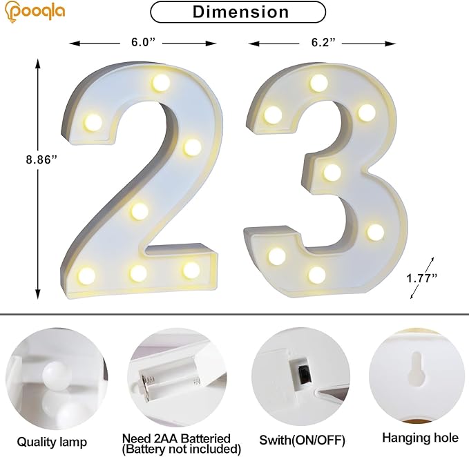 Pooqla Decorative Led Light Up Number Letters - Image 4