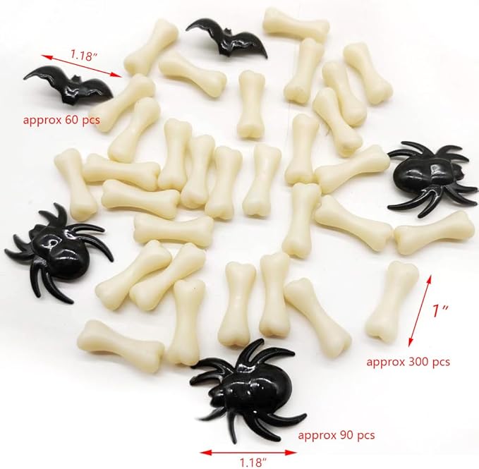 HappyFiller Halloween Decoration 450 PCS Black Mini Acrylic Spiders Bat Mix - Image 5