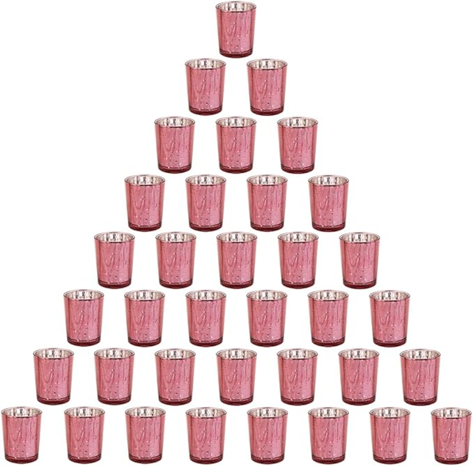 Pink Mercury Glass Tea Light Holders Set of 36 by BTGLLAS
