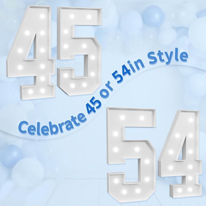 Marquee Numbers Large 45th-Birthday Decorations: 4ft Light Up Number Party - Image 6