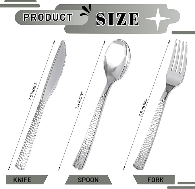 300Pieces Silver Plastic Silverware - Image 3