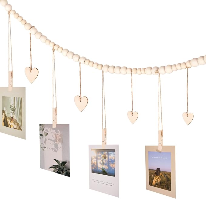 Hanging Photo Display Room Wall Decor, Boho Collage Picture Frame Christmas - Image 4