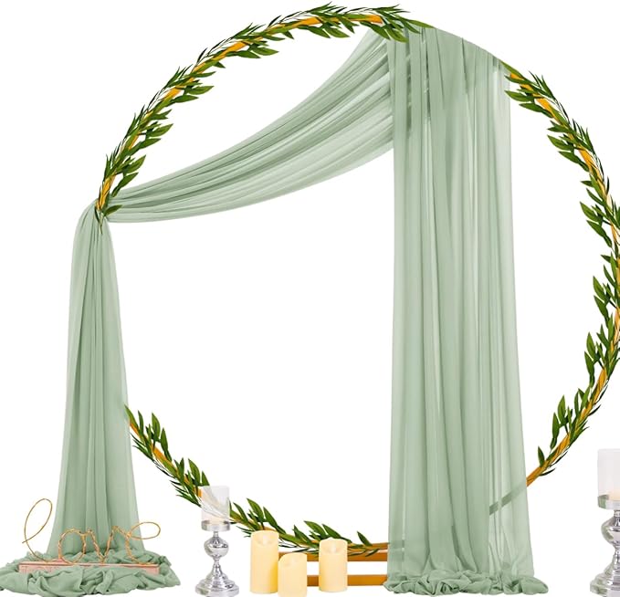 Socomi Sage Green Sheer Wedding Arch Draping Fabric 29" x 20Ft 1 Panel Outdoor - Image 5