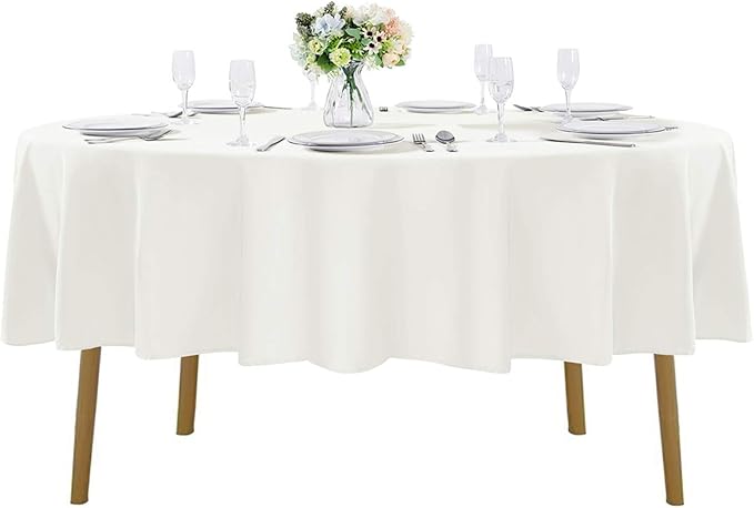 60 inch Round Tablecloth Washable Polyester Table Cloth Decorative Table Cover by Cupuamon