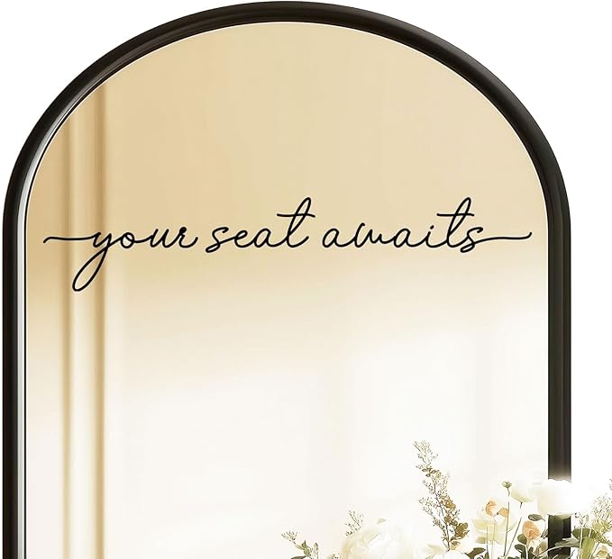 Your Seat Awaits Vinyl Decal, Wedding Seating Sticker, Mirror Decal by ZEARPT