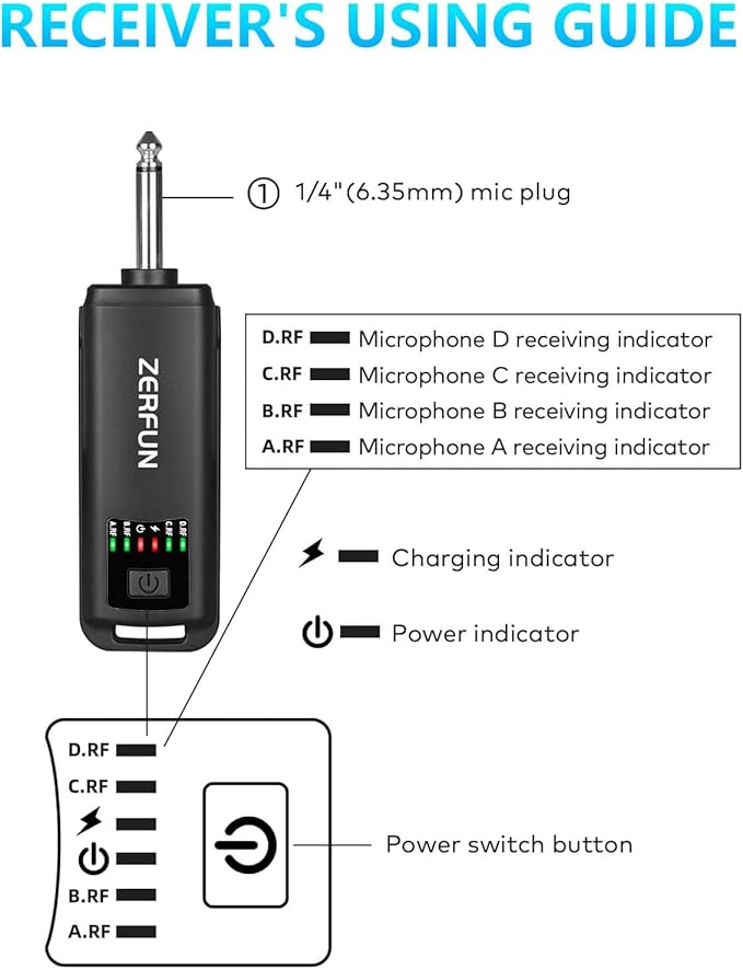 Rechargeable Wireless Microphones 4, Pro Handheld Cordless Mics System Dynamic - Image 6