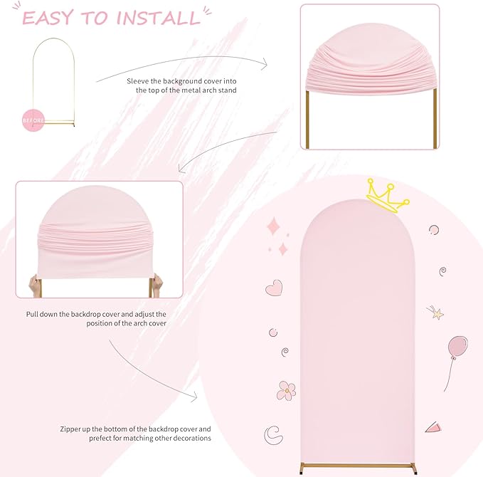 SoarDream Pink Spandex Arch Cover 6FT Wedding Arch Backdrop Cover Stretchy - Image 7