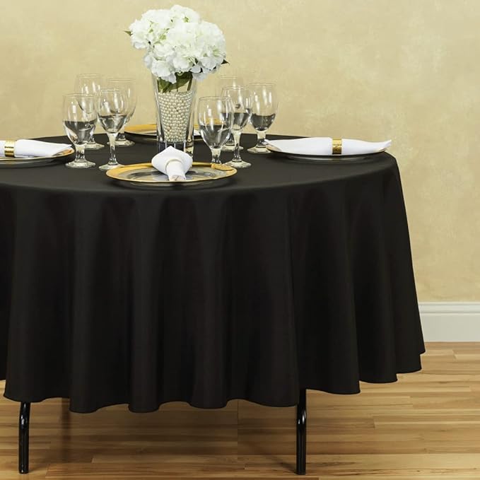 LTC LINENS 5 Pack 90 Inch Round Tablecloth Black - Image 2