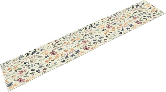Watercolor Floral Table Runner, Vintage Colorful Floral Natural Style Pattern by AuiMzoo