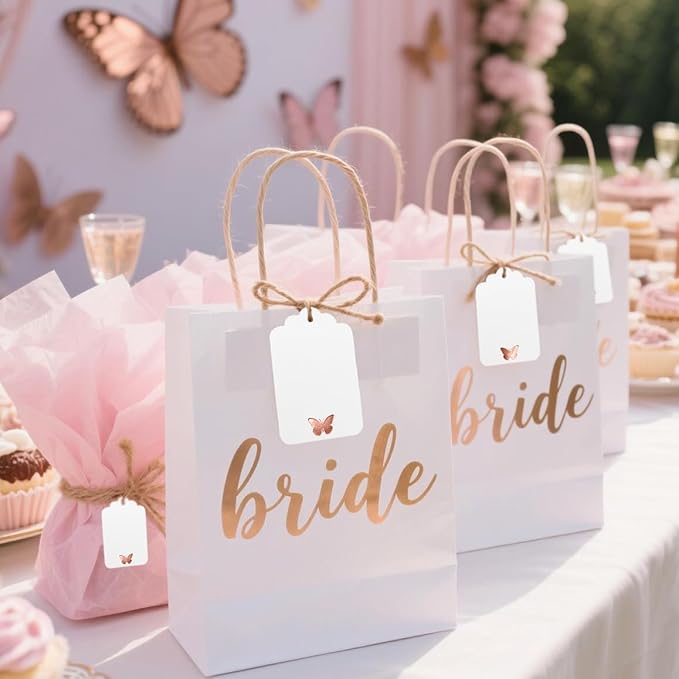 100Pcs Blank Gift Tags with String, Foil Rose Gold Butterfly Large Gift Tags - Image 6