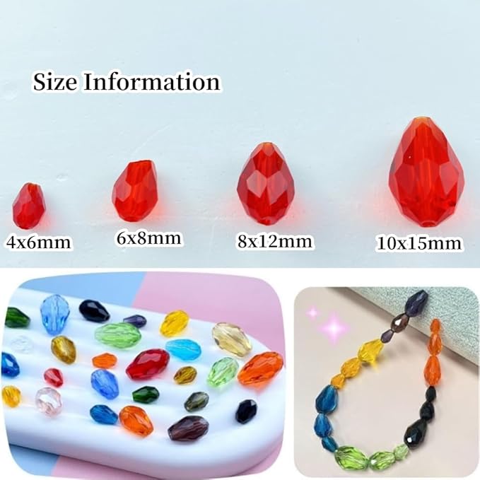 50pcs 10x15mm Teardrop Crystal Glass Beads Vertical Hole Faceted Glass Teardrop - Image 2