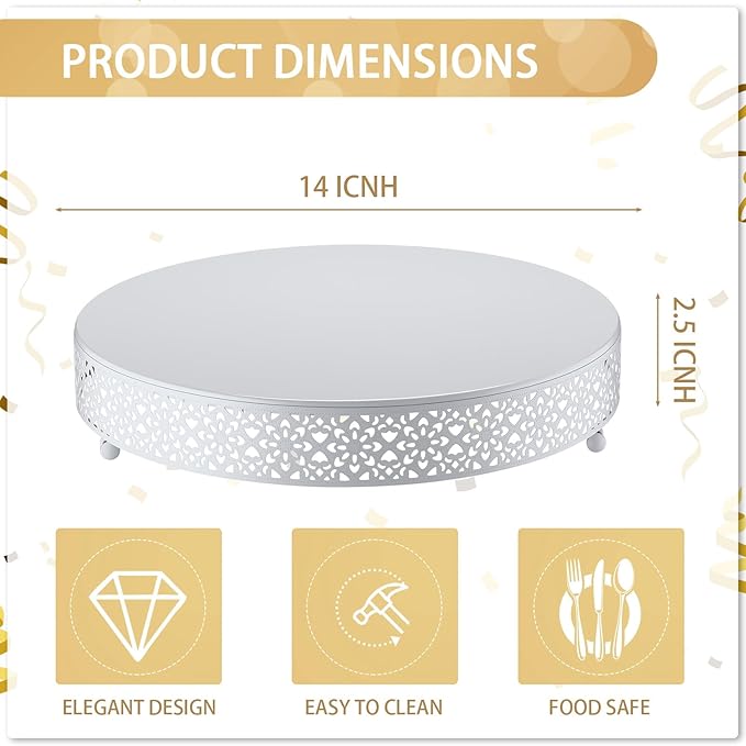 Wenqik Cake Stand 14 Inch Round Metal Cupcake Dessert Wedding Cake Stand - Image 2