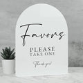 White Arch Acrylic Wedding Sign- 8"x10" Favors Sign and Base, 1/8" Thick | by JINMURY