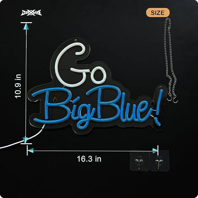 Go big blue neon sign University Slogan neon sign - Image 5