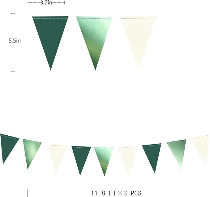 Sage Green Decorations Hanging Paper Pennant Banner Flag Green Beige Triangle - Image 2