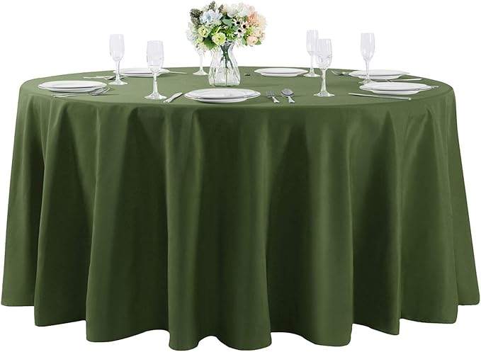 120 inch Round Tablecloth Washable Polyester Table Cloth Decorative Table Cover by Cupuamon