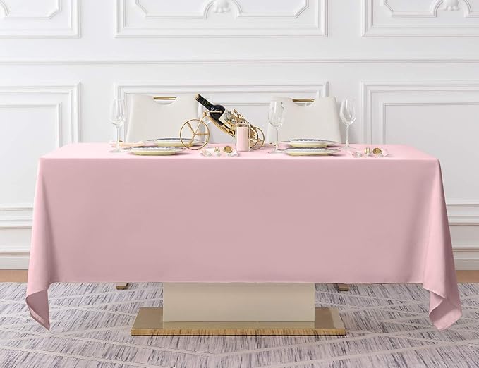 Surmente Pink Tablecloth 60 x 102-inch Rectangular Polyester Table Cloth - Image 6
