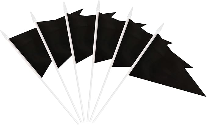 12 Pack Black Pennant Flags Small Mini Hand Held Solid Color Pennant On Sticks - Image 2