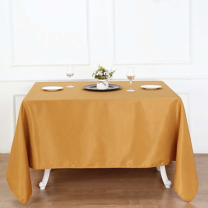 Efavormart 90" Gold Wholesale Linens Polyester Square Linen Tablecloth - Image 6