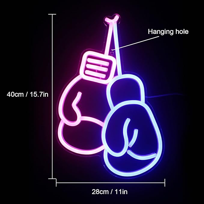 Lucunstar Boxing Gloves Neon lights Pink Blue LED Light Sign Boxing Gloves Neon - Image 3
