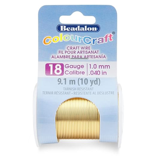 Beadalon ColourCraft Wire, 18 Gauge, Brass Light Color, 10 yd Spool by Beadalon