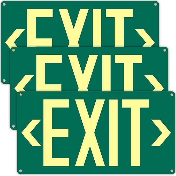 3Pack Photoluminescent Exit Sign Green by Bmytoo