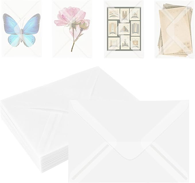 50 Pack 5x7 Vellum Envelopes Letter Size, A7 Translucent Glassine Envelopes by JagerGreen