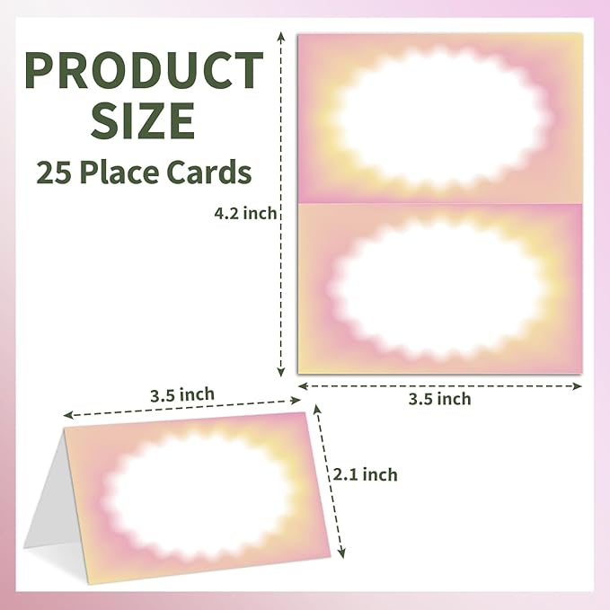 25 Color Gradient Place Cards for Table Seating, Tent Cards for Birthday Bridal - Image 2
