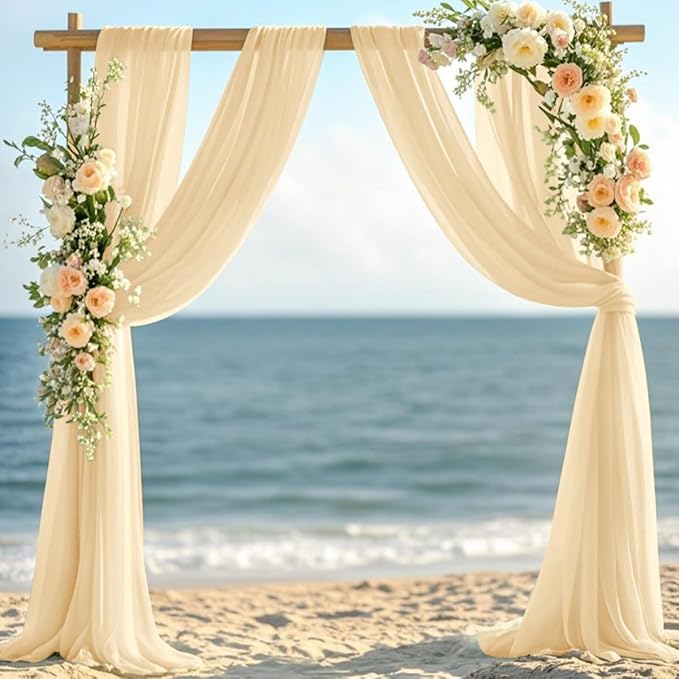 Champage Gold Fall Elegant Arch Draping Fabric Outdoor 1 Panel 29" × 20Ft Sheer - Image 5