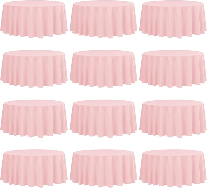 fani 12 Pack 90 Inch Round Tablecloth Pink Polyester Fabric Table Cloth by fani