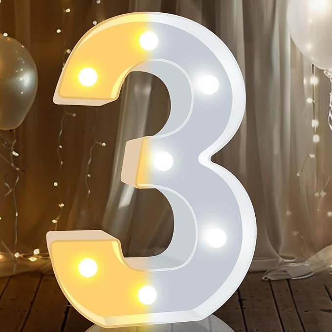 Pooqla LED Light Up Numbers, Warm White and Cool White Decorative Lighted - Image 7
