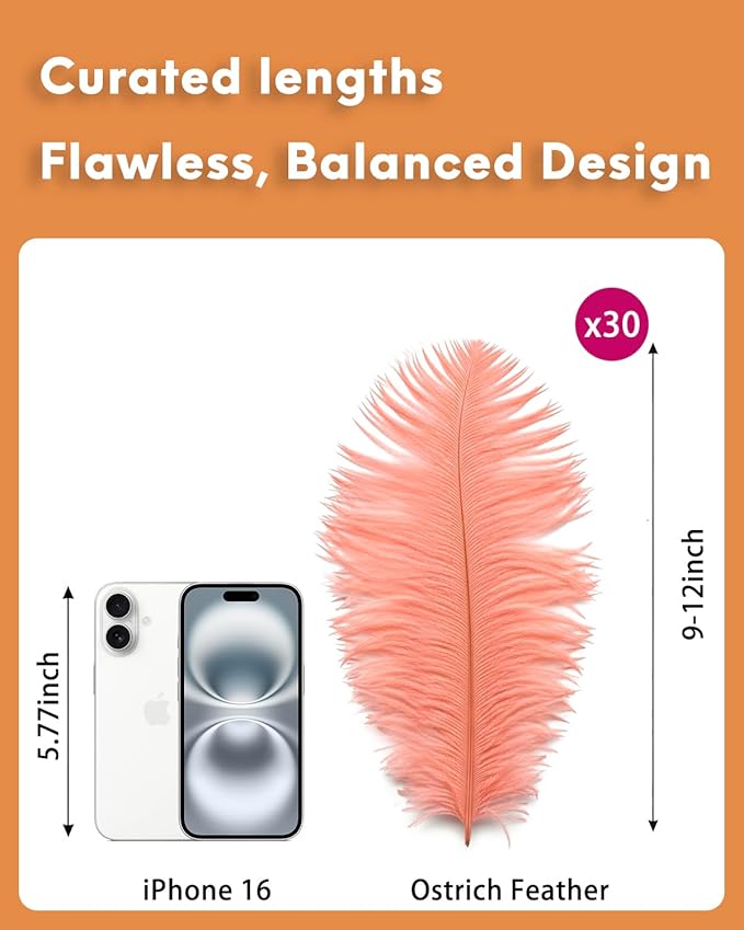 NEWONG 30pcs Rouge Pink Ostrich Feathers Natural Bulk 9-12in（23-30cm） Vase - Image 2