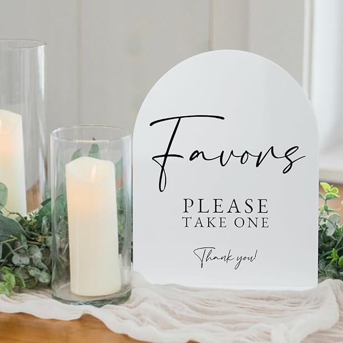 White Arch Acrylic Wedding Sign- 8"x10" Favors Sign and Base, 1/8" Thick | - Image 6
