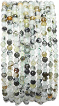 Faceted Natural Prehnite Stone Round Loose Semi Gemstone Beads by Beadia