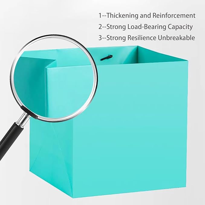 Teal Blue Paper Gift Bag 4 in Paper Box Small Square Bottom Kraft Paper Bags - Image 6