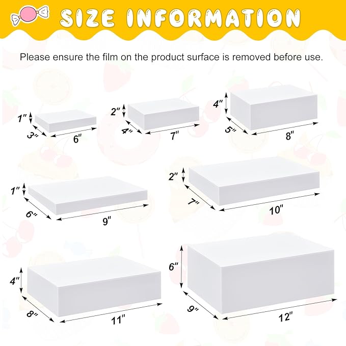 Leinuosen 7 Pcs Large Buffet Risers Set 6" to 12" Acrylic Display Box Catering - Image 2