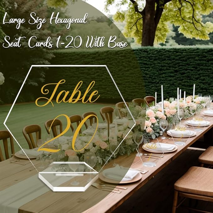 OurWarm Large Acrylic Wedding Table Numbers 1-20, Hexagon Multi-functional - Image 5