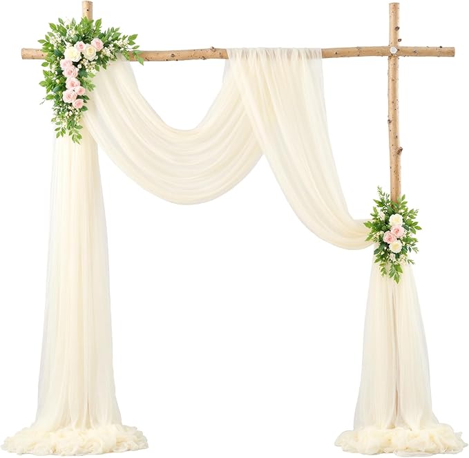 Wedding Arch Draping Fabric Backdrop 1 Panel 30" x 19Ft Ivory Drapes Curtains - Image 4