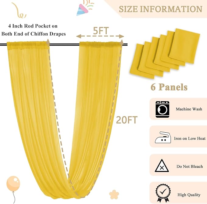 MODFUNS Gold Ceiling Draping Fabric Sheer Ceiling Drapes - Image 3